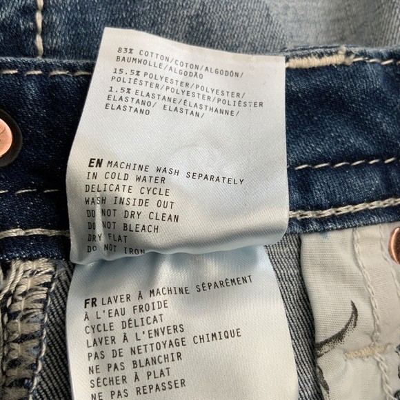 Miss Me Jeans Size 27 Blue Mid Rise Capri Embellished Faux Flap Pockets - Picture 9 of 12